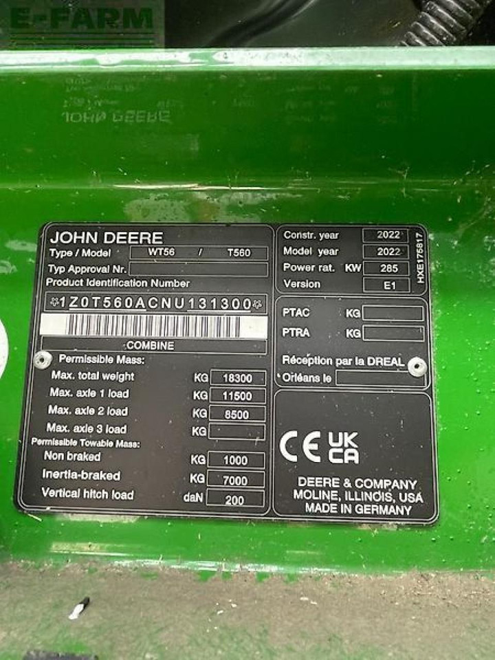 Зърнокомбайн John Deere t560: снимка 25