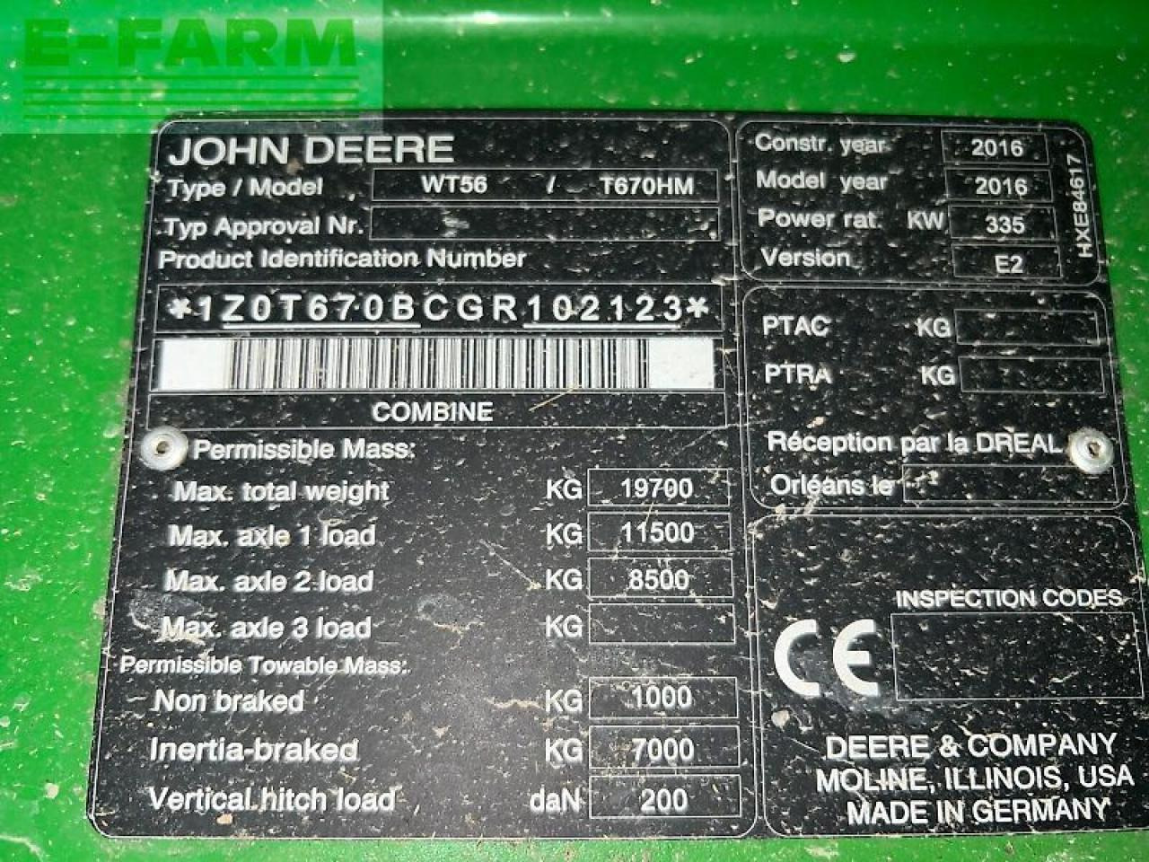 Зърнокомбайн John Deere t670: снимка 14