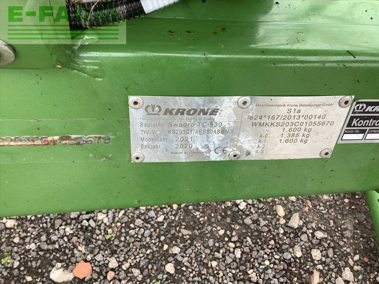 Krone SWADRO TC930 - Гребло/ Сенообръщачка: снимка 3 Krone SWADRO TC930 - Гребло/ Сенообръщачка: снимка 3