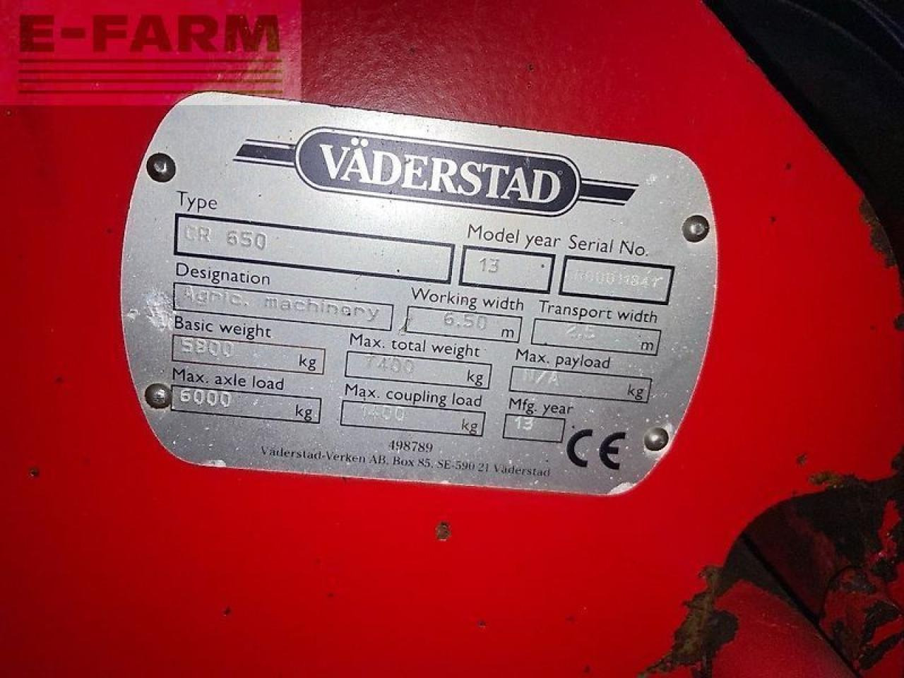 Väderstad carrier cr 650 - Дискова брана: снимка 2 Väderstad carrier cr 650 - Дискова брана: снимка 2