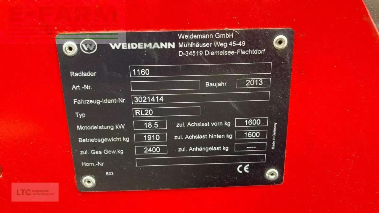 Колесен товарач Weidemann 1160: снимка 12