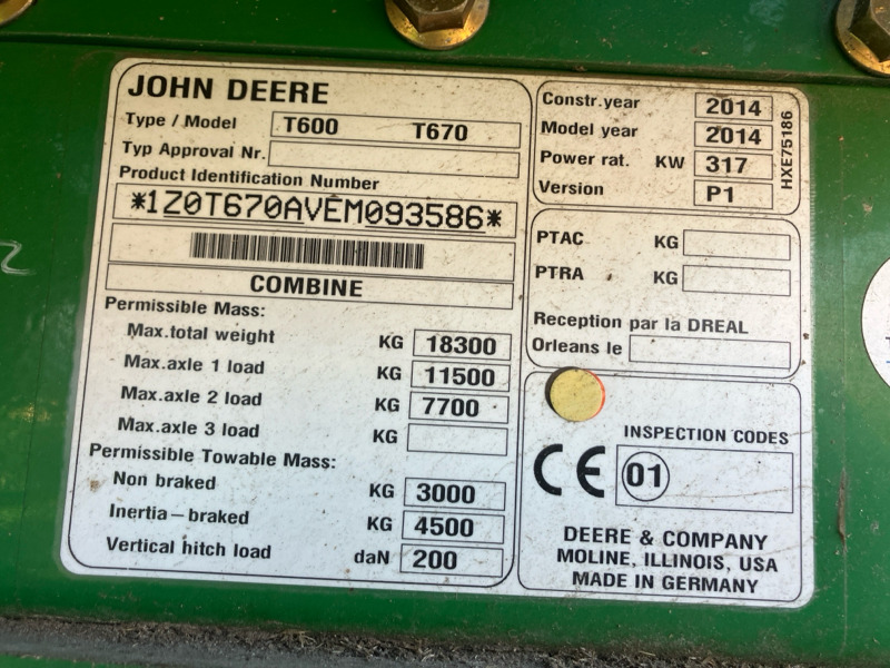 Зърнокомбайн John Deere T670i mit 630X Schneidwerk: снимка 17