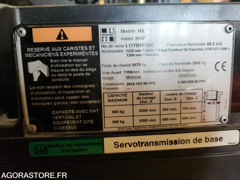 CHARIOT ELEVATEUR DIESEL 3T5 HYSTER H3.5FT - 2007 - 1033 heures - Дизелов мотокар: снимка 2 CHARIOT ELEVATEUR DIESEL 3T5 HYSTER H3.5FT - 2007 - 1033 heures - Дизелов мотокар: снимка 2