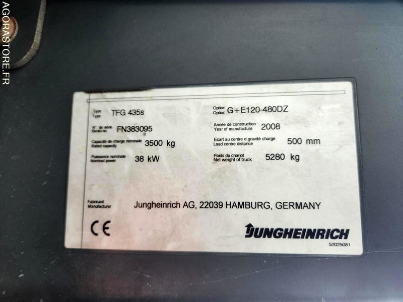 CHARIOT JUNGHEINRICH DFG 435s 480DZ - 2008 / 3260 HEURES - Мотокар: снимка 4 CHARIOT JUNGHEINRICH DFG 435s 480DZ - 2008 / 3260 HEURES - Мотокар: снимка 4