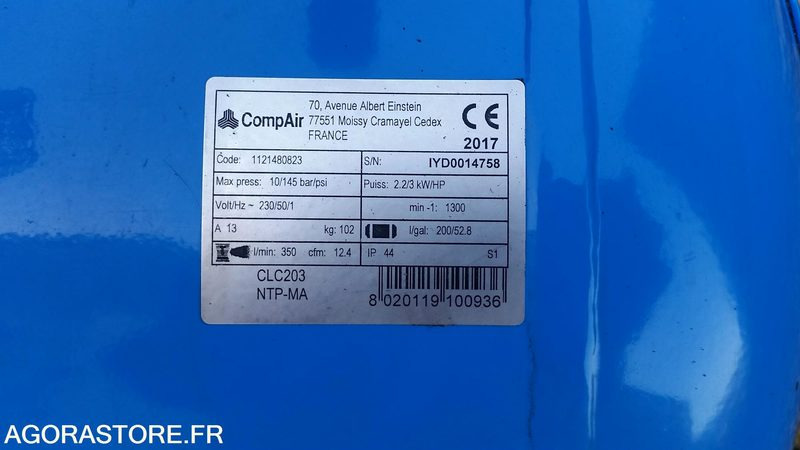 COMPRESSEUR LUCHARD COMPAIR MODELE CLC 203 200L 220v - Компресор за въздух: снимка 3 COMPRESSEUR LUCHARD COMPAIR MODELE CLC 203 200L 220v - Компресор за въздух: снимка 3