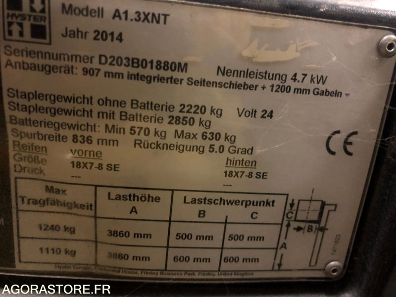 Chariot frontal 3 roues 2014 - Hyster A1.3 XNT - Електрокар: снимка 5 Chariot frontal 3 roues 2014 - Hyster A1.3 XNT - Електрокар: снимка 5