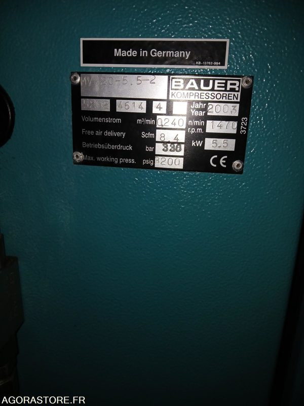 Compresseur HP air respirable BAUER MV120, avec rampe de gonflage 6 flexibles - Компресор за въздух: снимка 3 Compresseur HP air respirable BAUER MV120, avec rampe de gonflage 6 flexibles - Компресор за въздух: снимка 3