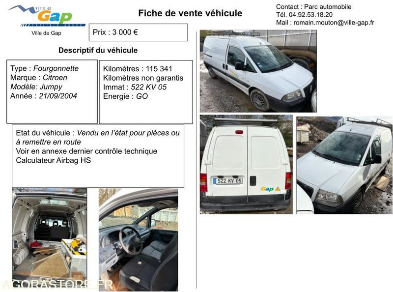 FOURGONNETTE CITROEN JUMPY - Малък ван: снимка 1 FOURGONNETTE CITROEN JUMPY - Малък ван: снимка 1