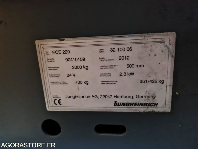 PREPARATEUR DE COMMANDE JUNGHEINRICH ECE220 - 2012 - 2391 HEURES - Подемно-транспортна техника: снимка 2 PREPARATEUR DE COMMANDE JUNGHEINRICH ECE220 - 2012 - 2391 HEURES - Подемно-транспортна техника: снимка 2