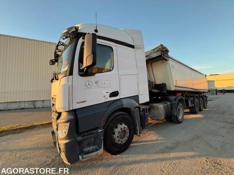 TRACTEUR 4X2 MERCEDES ACTROS 1845 2018 385 000 KM + BENNE ALUMINIUM SHMITZ 2016 - Влекач: снимка 1 TRACTEUR 4X2 MERCEDES ACTROS 1845 2018 385 000 KM + BENNE ALUMINIUM SHMITZ 2016 - Влекач: снимка 1