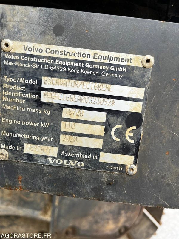 Pelle volvo ec160 nl annee2020 - Багер: снимка 5 Pelle volvo ec160 nl annee2020 - Багер: снимка 5