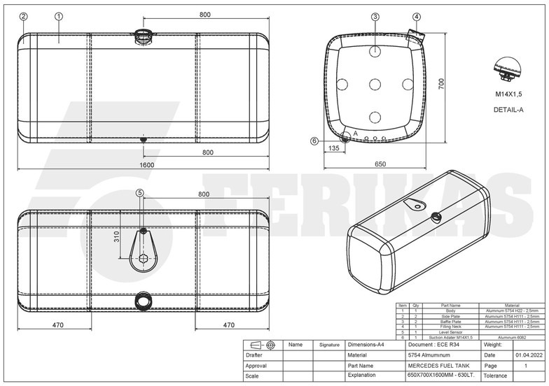 Нови Резервоар за гориво за Камион Mercedes-Benz New aluminum fuel tank 630L: снимка 8 Нови Резервоар за гориво за Камион Mercedes-Benz New aluminum fuel tank 630L: снимка 8
