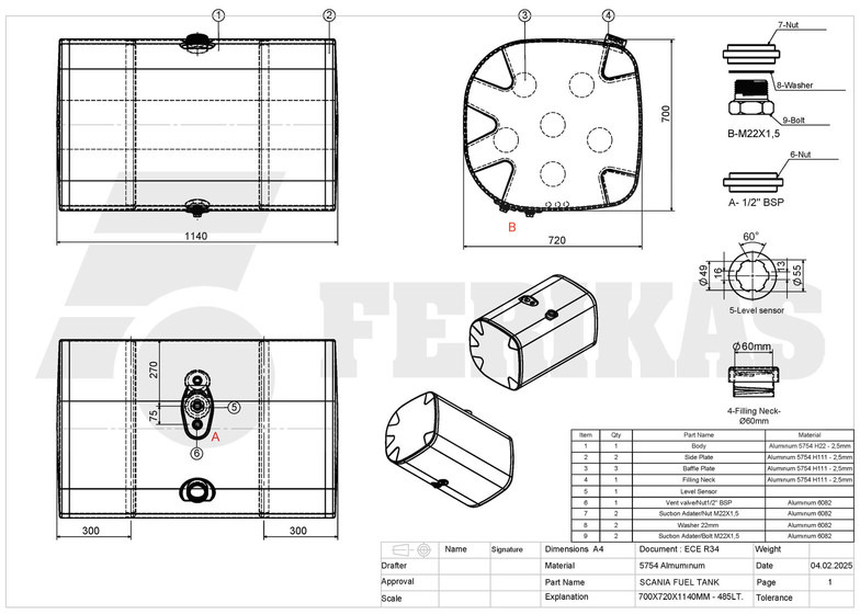Нови Резервоар за гориво за Камион Scania New aluminum fuel tank 485L: снимка 10