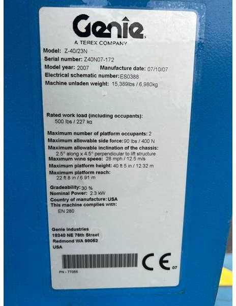 Артикулираща платформа Genie Z40/23 NRJ elektro 14m (1825): снимка 10