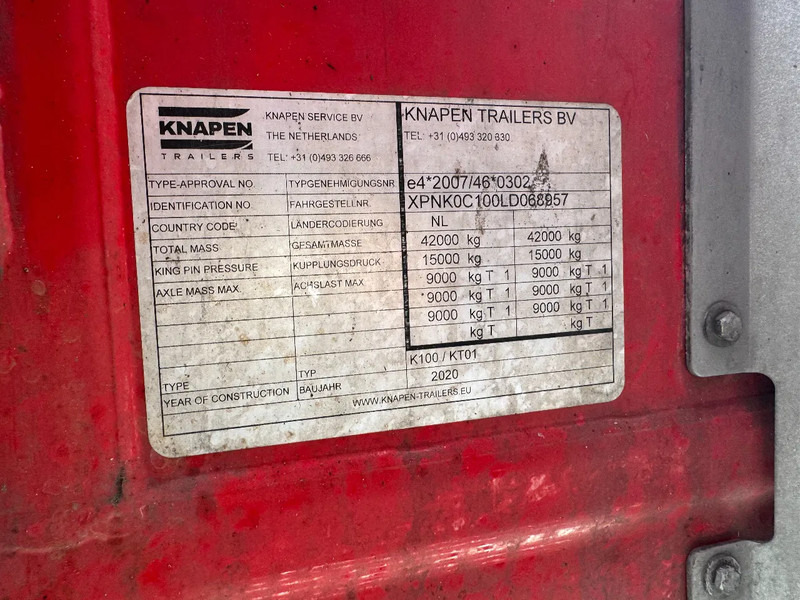 С плъзгащ под полуремарке Knapen Trailers K100 / KT01 3X BPW AXLE TÜV TILL 05-2026: снимка 10