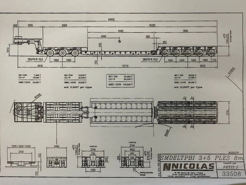 Нискорамна площадка полуремарке Nicolas 5+3 REMOTE CONTROLE, 116 TON GVW: снимка 17