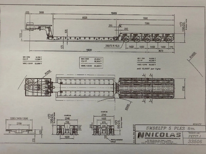 Нискорамна площадка полуремарке Nicolas 5+3 REMOTE CONTROLE, 116 TON GVW: снимка 16