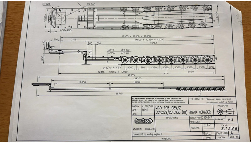 Nooteboom MC0 105-08V, 2 EXTENDABLE 12.35 + 12,05 8 AXLE, 2 LIFT AXLES, 7 AXLE STEERING, REMOTE CONTROLE - Нискорамна площадка полуремарке: снимка 5 Nooteboom MC0 105-08V, 2 EXTENDABLE 12.35 + 12,05 8 AXLE, 2 LIFT AXLES, 7 AXLE STEERING, REMOTE CONTROLE - Нискорамна площадка полуремарке: снимка 5