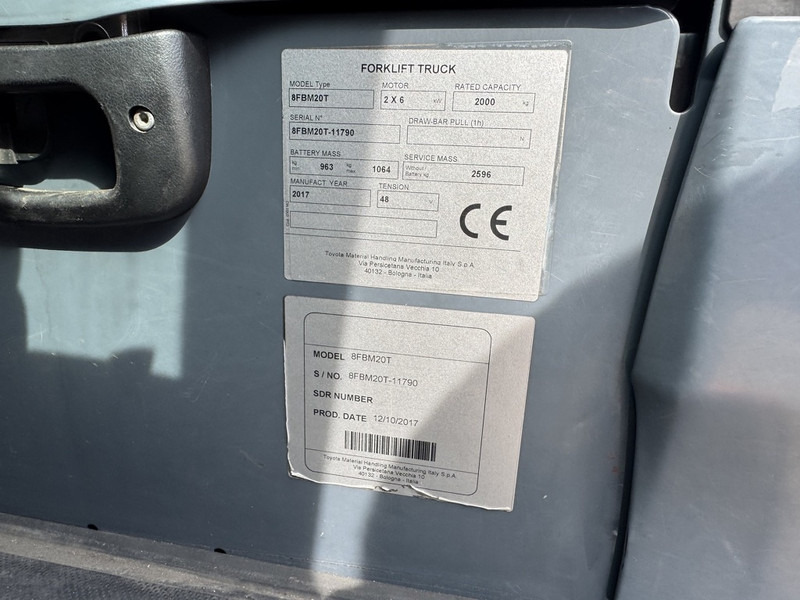 Електрокар Toyota 8FBM20T Triplo 470 Freelift / Sideshift Elektrisch 2017 6535Hours: снимка 17