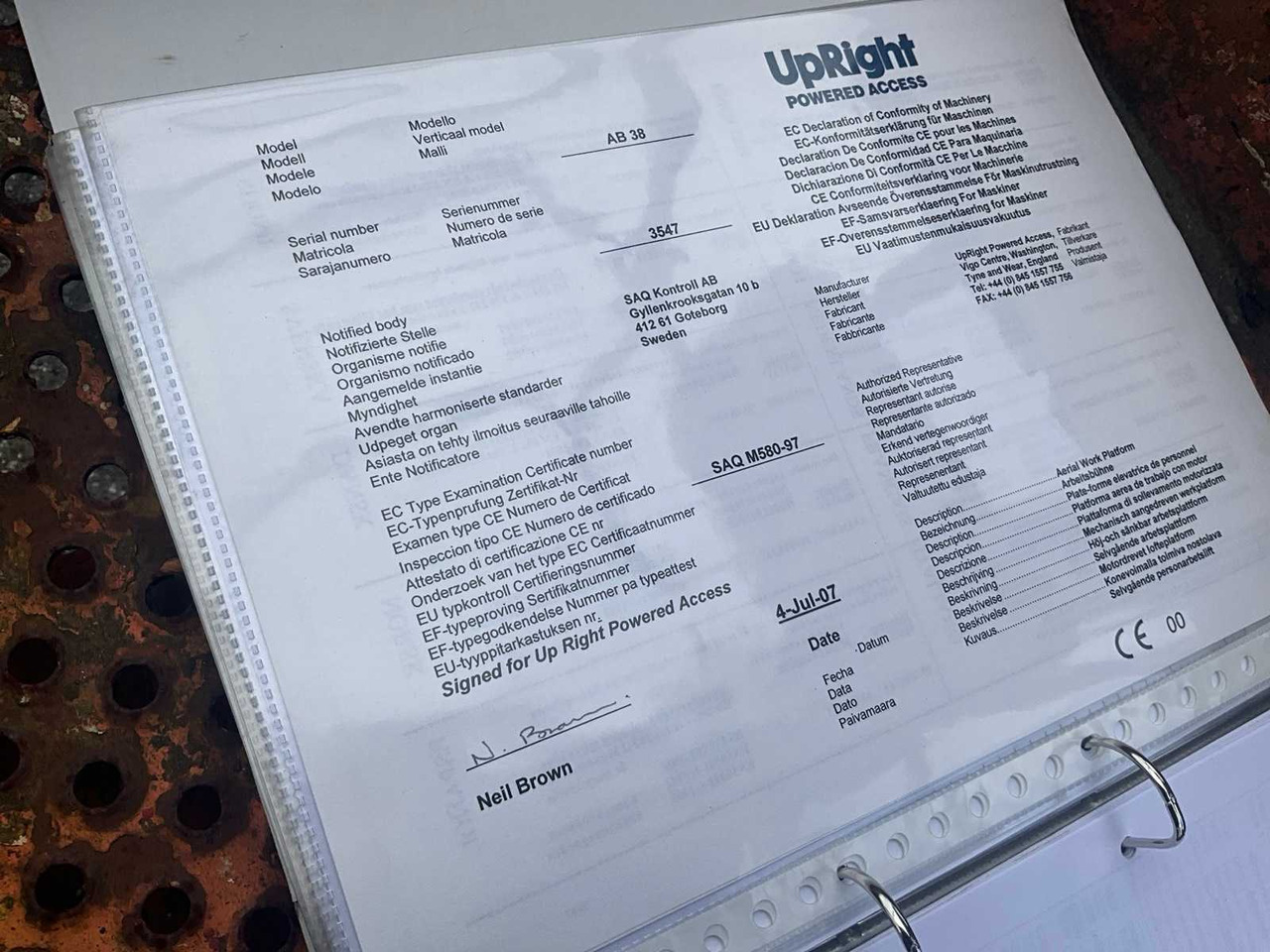 Работна площадка "Upright" "UPRIGHT" - AB38N - ARTICULATED TELESCOPIC BOOM LIFT - 2007: снимка 17