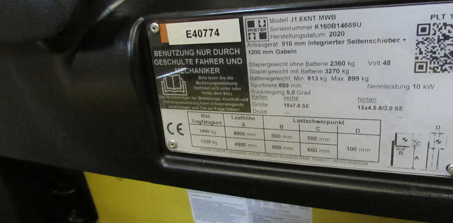 Hyster J 1.6 XNT (MWB) - Електрокар: снимка 4 Hyster J 1.6 XNT (MWB) - Електрокар: снимка 4