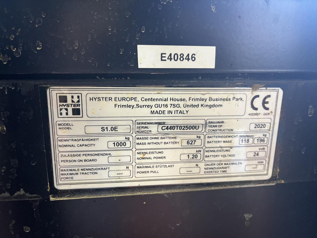 Hyster S 1.0 E - Стакер: снимка 3 Hyster S 1.0 E - Стакер: снимка 3