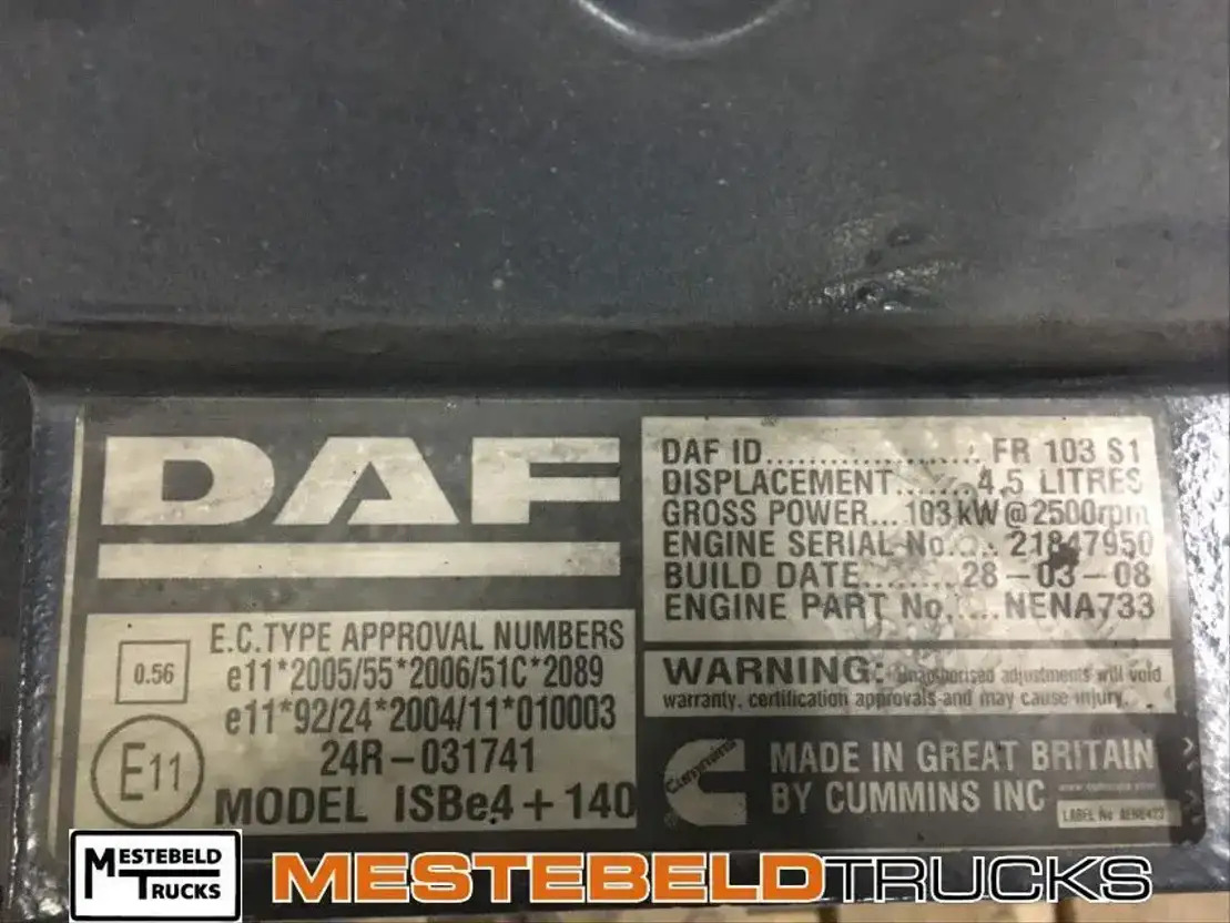 DAF Motor FR 103 S1 - Двигател за Камион: снимка 5 DAF Motor FR 103 S1 - Двигател за Камион: снимка 5
