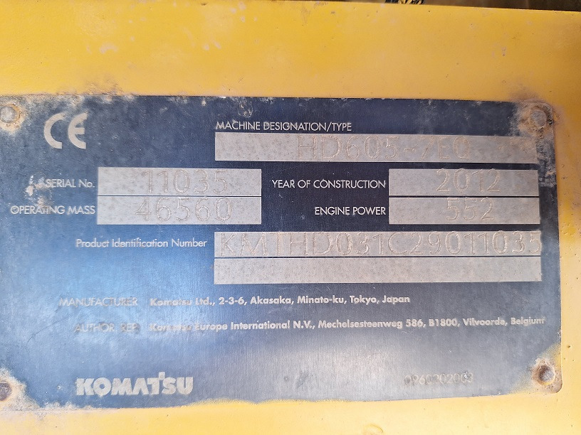 KOMATSU HD605-7EO - Кариерен самосвал: снимка 5 KOMATSU HD605-7EO - Кариерен самосвал: снимка 5