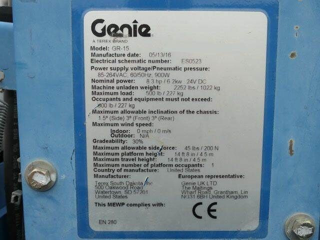 Лизинг на Genie CR 15, Scherenbühne, 6,5mtr. Arbeitshöhe,Elektr. Genie CR 15, Scherenbühne, 6,5mtr. Arbeitshöhe,Elektr.: снимка 15