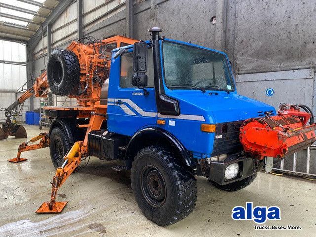 Unimog U 1450 4x4, Kran, Seilwinde - Камион с кран, Камион с кран: снимка 1 Unimog U 1450 4x4, Kran, Seilwinde - Камион с кран, Камион с кран: снимка 1