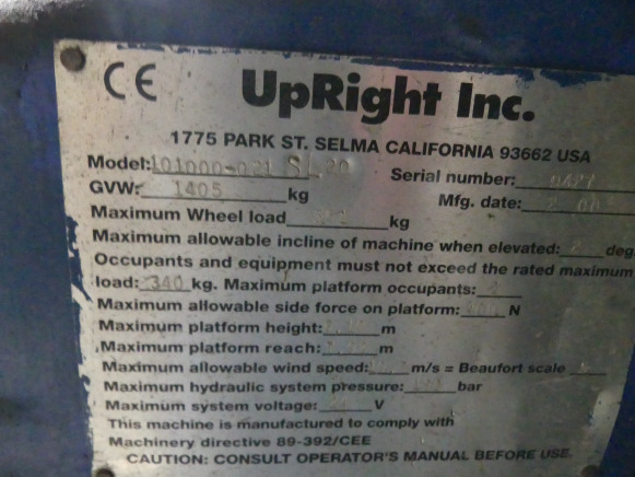 Ножична работна платформа Nacelle ciseaux UpRight SL20: снимка 9