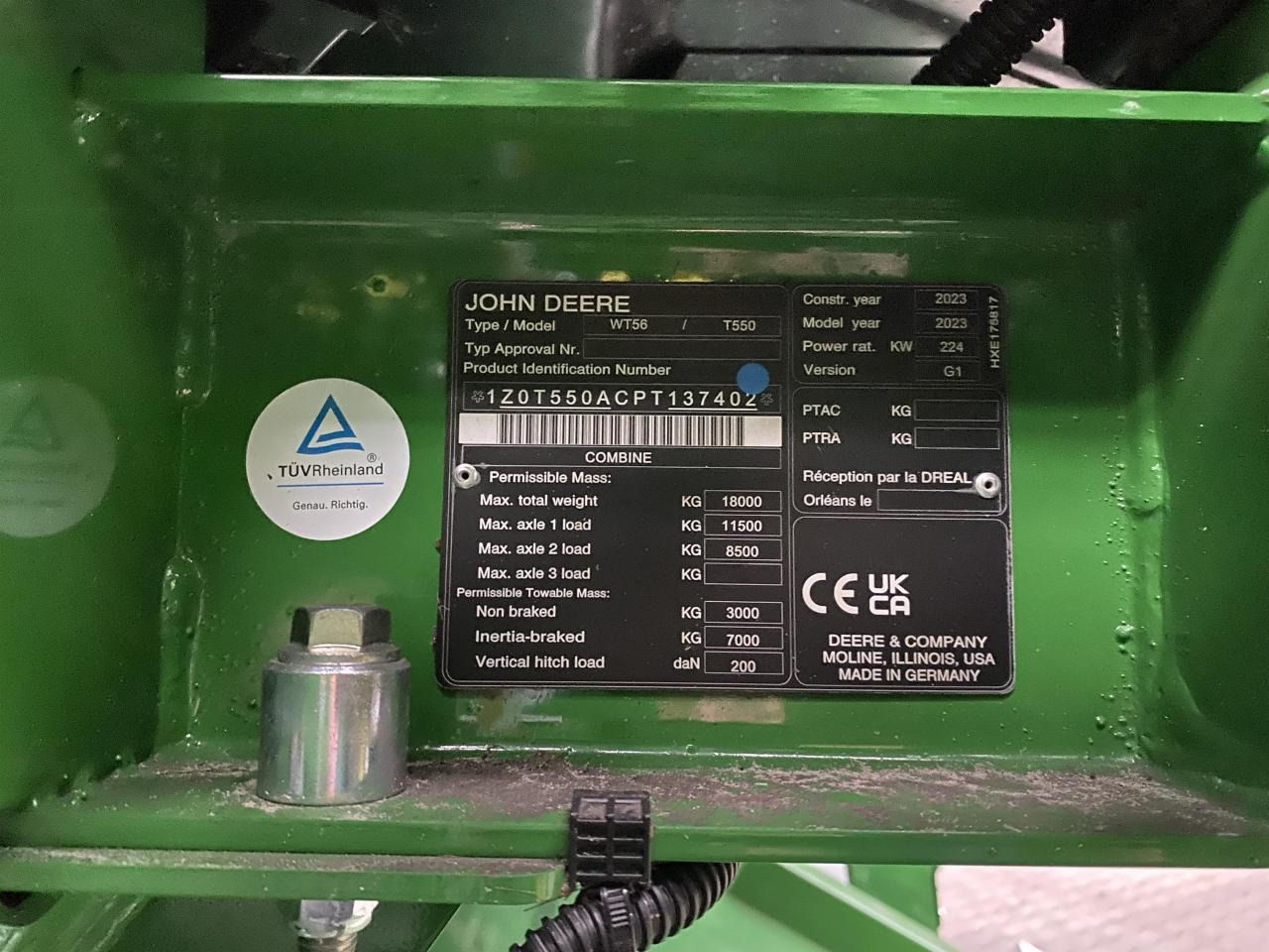 Зърнокомбайн John Deere T550i: снимка 8