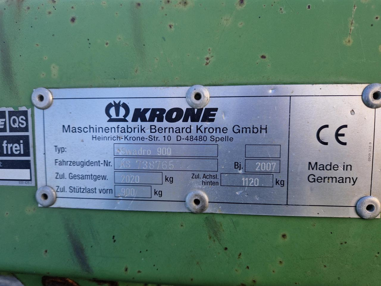 Krone Swadro 900 - Гребло/ Сенообръщачка: снимка 3 Krone Swadro 900 - Гребло/ Сенообръщачка: снимка 3