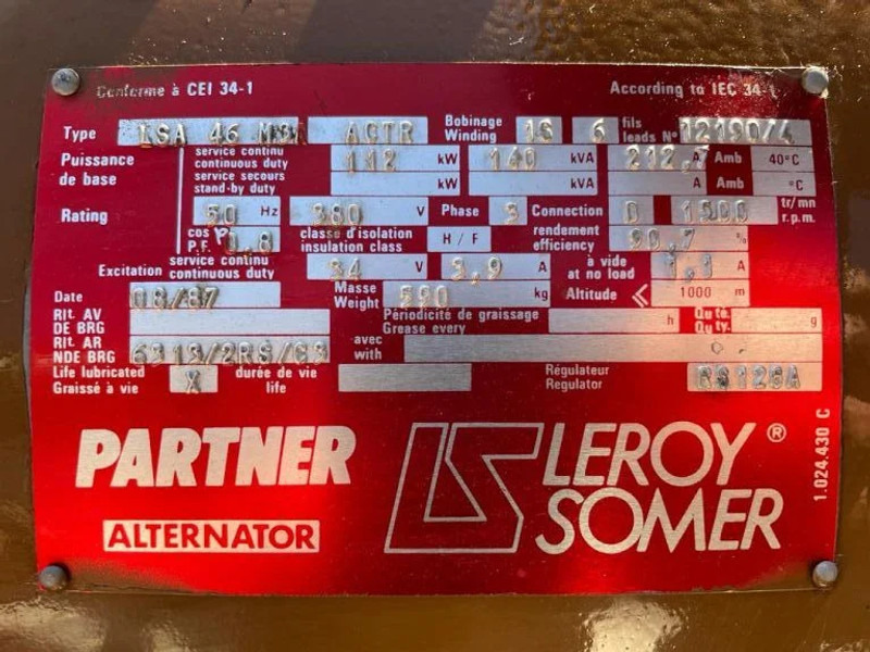 Електрогенератор Cummins 140 kVA Leroy Somer generatorset: снимка 7