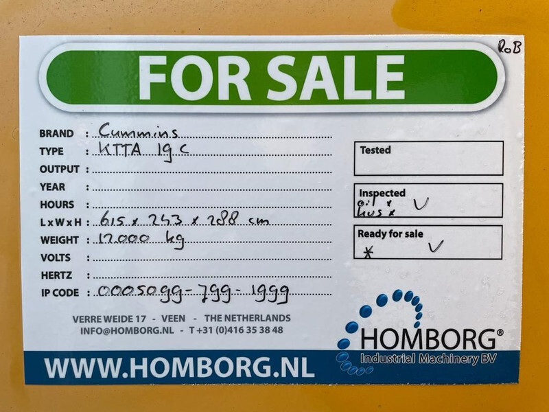 Електрогенератор Cummins KTTA 19 C Dieselmotor in container 585 PK: снимка 16