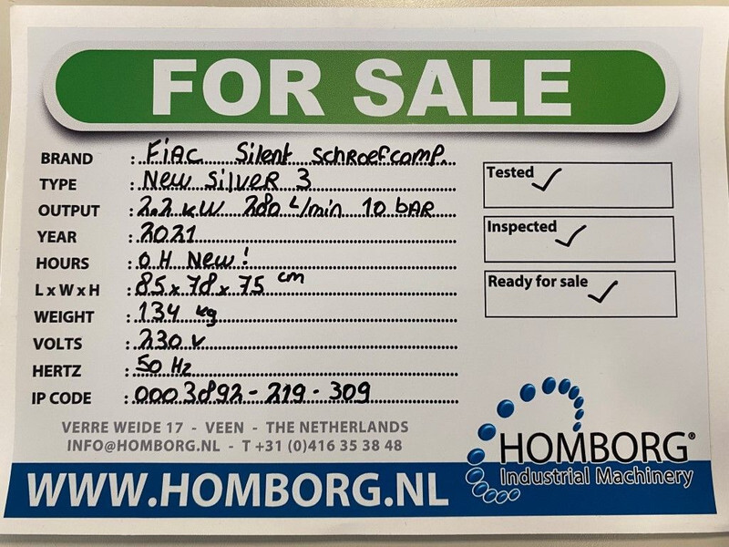 Fiac New Silver 3 Silent 2.2 kW 3 PK 280 L / min 10 Bar Elektrische Schroefcompressor - Компресор за въздух: снимка 2 Fiac New Silver 3 Silent 2.2 kW 3 PK 280 L / min 10 Bar Elektrische Schroefcompressor - Компресор за въздух: снимка 2