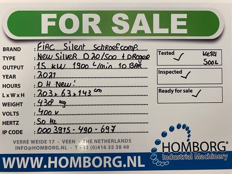 Fiac New Silver D 20 / 500 Silent 15 kW 1900 L / min 10 Bar Elektrische Schroefcompressor met ketel en droger - Компресор за въздух: снимка 2 Fiac New Silver D 20 / 500 Silent 15 kW 1900 L / min 10 Bar Elektrische Schroefcompressor met ketel en droger - Компресор за въздух: снимка 2