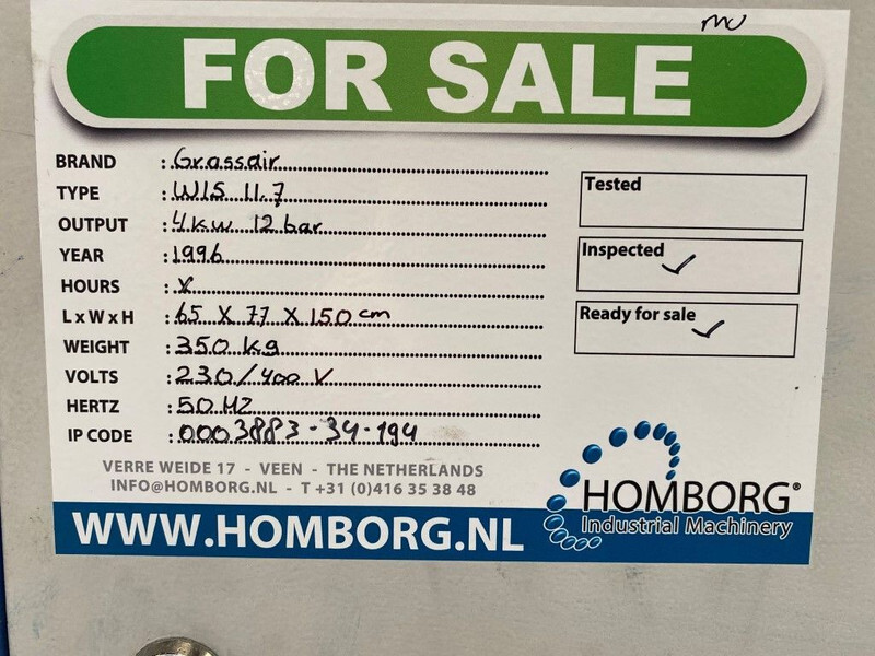 Компресор за въздух Grassair WIS 11.7 Silent 4 kW 550 L / min 12 Bar Schroefcompressor: снимка 10 Компресор за въздух Grassair WIS 11.7 Silent 4 kW 550 L / min 12 Bar Schroefcompressor: снимка 10