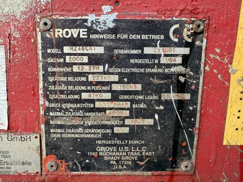 Grove MZ46 CXT 14 meter Deutz Diesel Telescoop Hoogwerker 4 x 4 - Телескопична платформа: снимка 3 Grove MZ46 CXT 14 meter Deutz Diesel Telescoop Hoogwerker 4 x 4 - Телескопична платформа: снимка 3