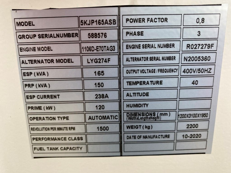Нови Електрогенератор Perkins 1106D-E70TAG3 Stamford 165 kVA Silent generatorset New !: снимка 15 Нови Електрогенератор Perkins 1106D-E70TAG3 Stamford 165 kVA Silent generatorset New !: снимка 15