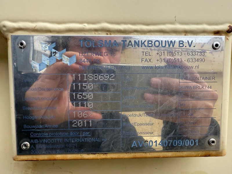 Tolsma Kiwa IBC 1150 liter Dieseltank Milieutank - Морски контейнер: снимка 4 Tolsma Kiwa IBC 1150 liter Dieseltank Milieutank - Морски контейнер: снимка 4