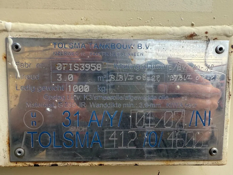 Tolsma Kiwa IBC 3000 liter Dieseltank Brandstoftank - Морски контейнер: снимка 4 Tolsma Kiwa IBC 3000 liter Dieseltank Brandstoftank - Морски контейнер: снимка 4