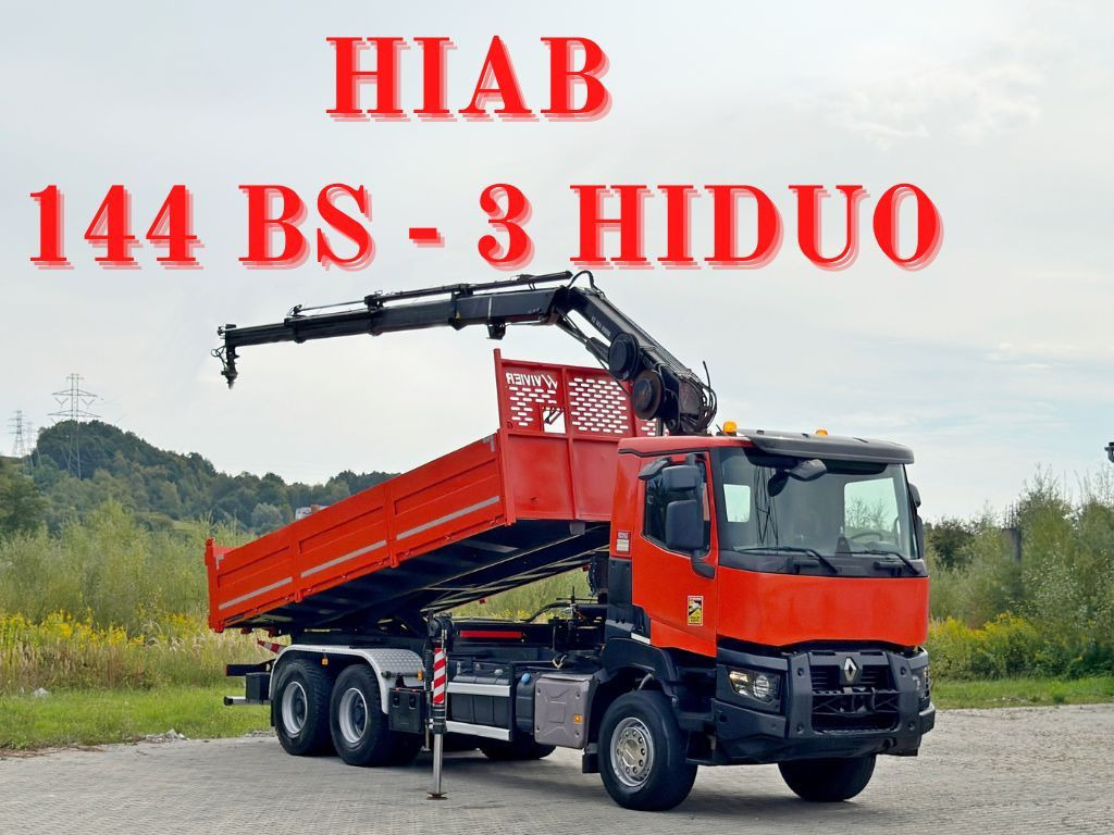 Renault K 380 * HIAB 144 BS - 3 HIDUO + FUNK * 6x4 * TOP - Самосвал камион, Камион с кран: снимка 1 Renault K 380 * HIAB 144 BS - 3 HIDUO + FUNK * 6x4 * TOP - Самосвал камион, Камион с кран: снимка 1