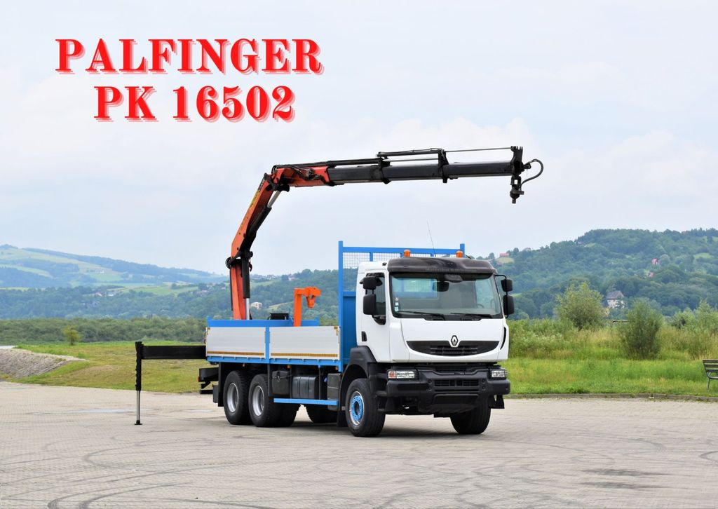 Renault KERAX 370 *PK 16502 + FUNK / 6x4 * TOP - Камион с кран, Бордови камион: снимка 1 Renault KERAX 370 *PK 16502 + FUNK / 6x4 * TOP - Камион с кран, Бордови камион: снимка 1