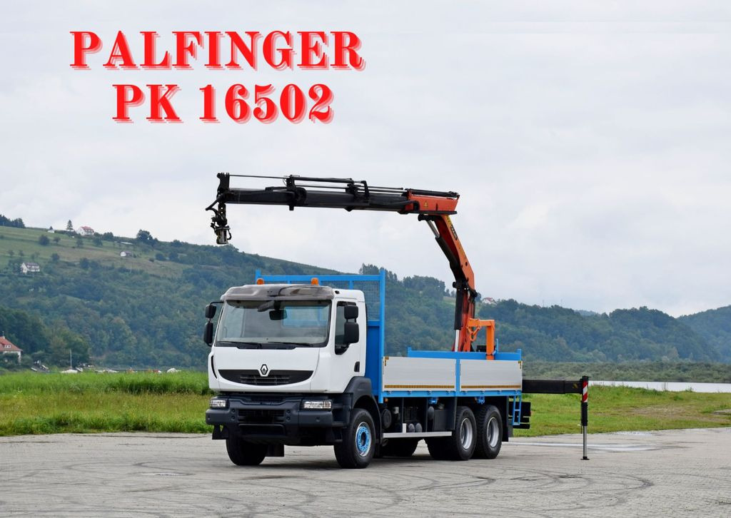 Renault KERAX 370 *PK 16502 + FUNK / 6x4 * TOP - Камион с кран, Бордови камион: снимка 1 Renault KERAX 370 *PK 16502 + FUNK / 6x4 * TOP - Камион с кран, Бордови камион: снимка 1