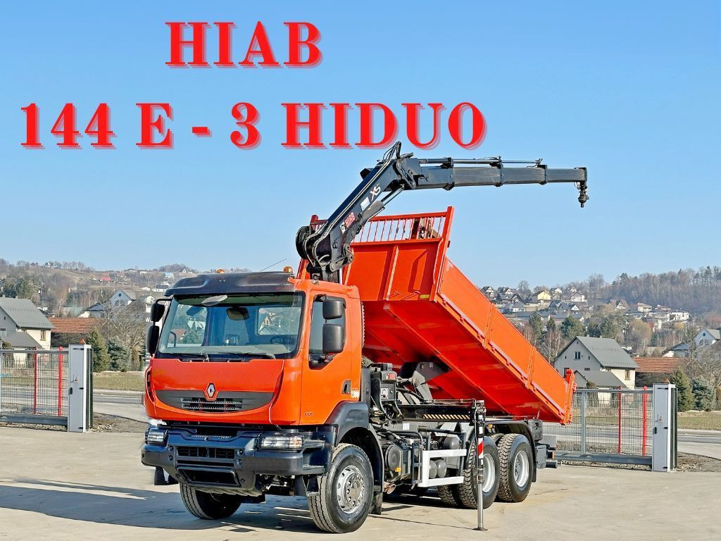 Renault KERAX 430* HIAB 144 E-3 HIDUO + FUNK / 6x4 - Самосвал камион, Камион с кран: снимка 1 Renault KERAX 430* HIAB 144 E-3 HIDUO + FUNK / 6x4 - Самосвал камион, Камион с кран: снимка 1