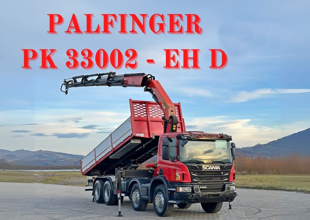 Scania P 400 Kipper 6,80 m * PK 33002-EH D + FUNK * 8x4 - Самосвал камион, Камион с кран: снимка 1 Scania P 400 Kipper 6,80 m * PK 33002-EH D + FUNK * 8x4 - Самосвал камион, Камион с кран: снимка 1