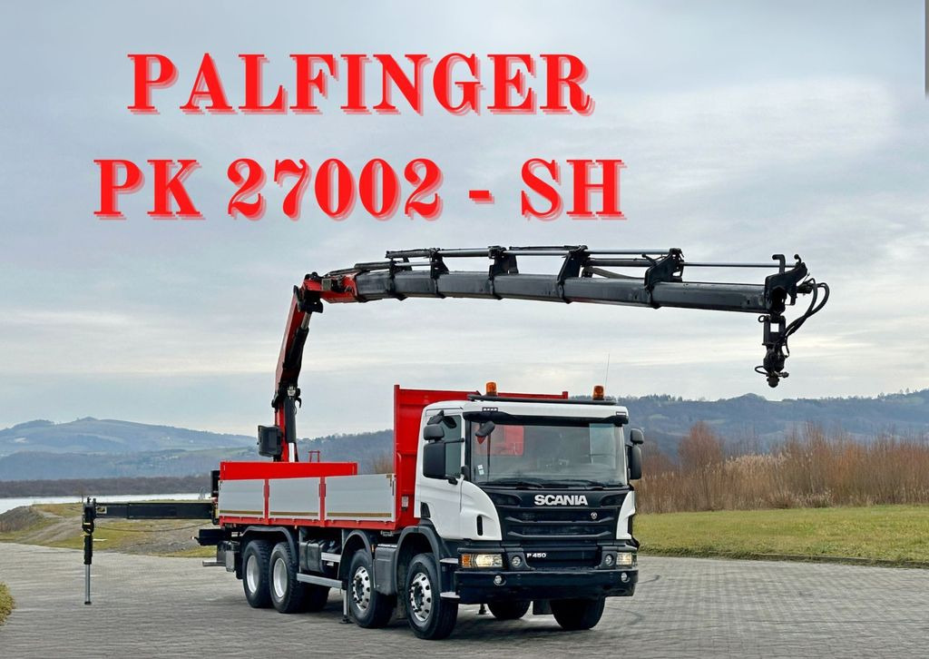 Scania P 450 * PK 27002 - SH + FUNK * 8x4 * TOPZUSTAND - Камион с кран, Бордови камион: снимка 1 Scania P 450 * PK 27002 - SH + FUNK * 8x4 * TOPZUSTAND - Камион с кран, Бордови камион: снимка 1