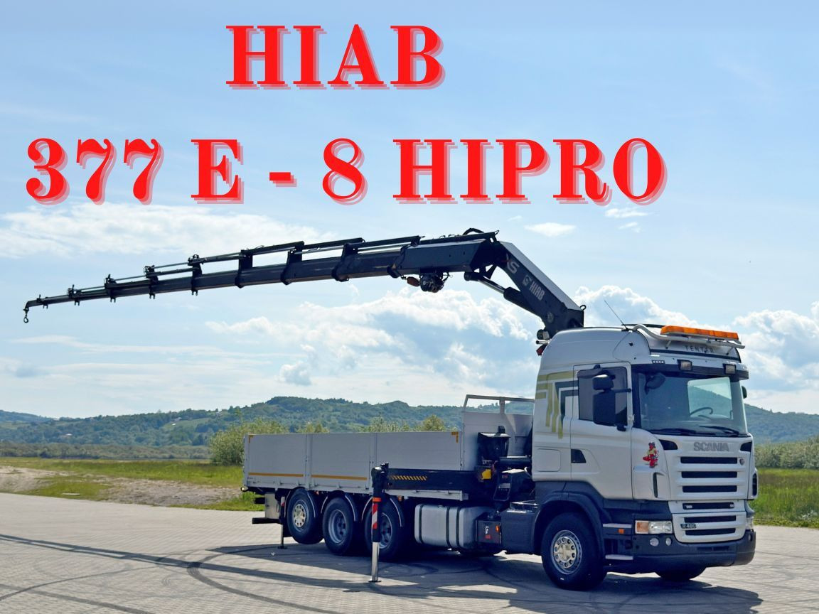 Scania R480 PRITSCHE 6,85m *HIAB 377 E-8 HIPRO/FUNK*8x4 - Камион с кран: снимка 1 Scania R480 PRITSCHE 6,85m *HIAB 377 E-8 HIPRO/FUNK*8x4 - Камион с кран: снимка 1