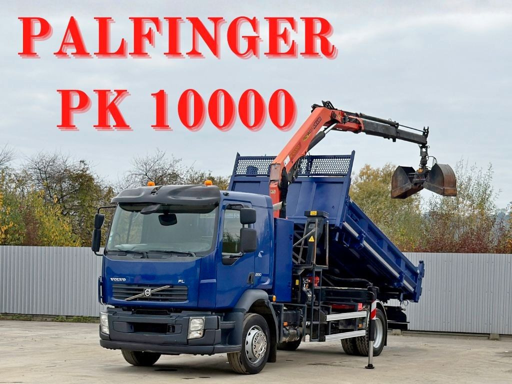 Volvo FL280 KIPPER 4,35m * PALFINGER PK 10000 + FUNK - Самосвал камион, Камион с кран: снимка 1 Volvo FL280 KIPPER 4,35m * PALFINGER PK 10000 + FUNK - Самосвал камион, Камион с кран: снимка 1